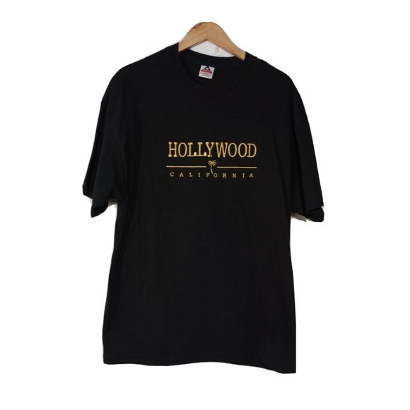 VINTAGE Hollywood XL Short Sleeve Spell Out Graphic California AL Style - Picture 1 of 7